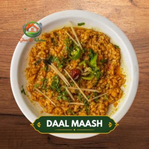 Homemade Daal Maash with fresh salad healthy lentil meal in Islamabad